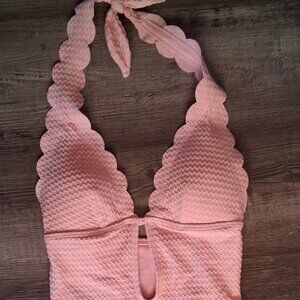 Kate Spade XS PINK Scalloped Halter One Piece Swimsuit  NEW Extra Small P
